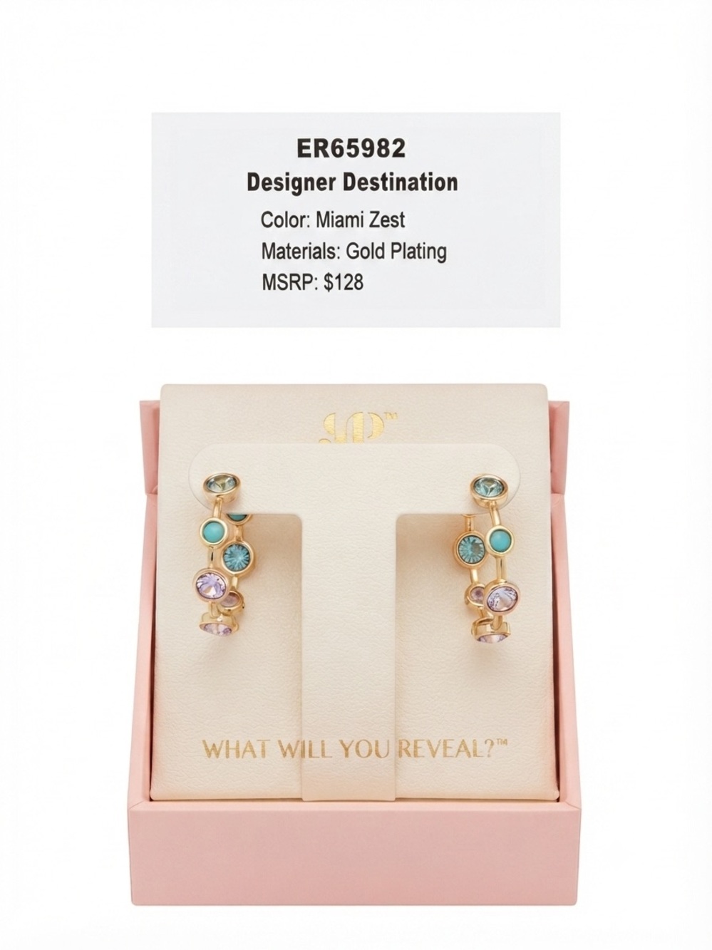 Gold-Plated Miami Zest Drop Earrings with Multi-Color Stones